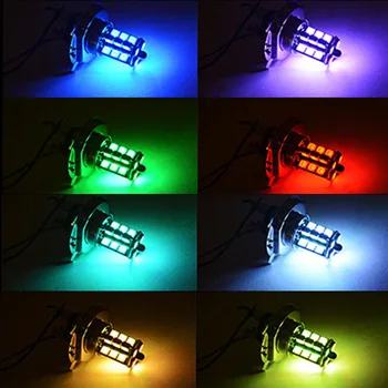2 BUC H1 H3 LED-uri RGB Colorate fără Fir Control de la Distanță 5050 Stroboscop led Decor DRL Ceata Lumini de Zi de Funcționare a Lămpii