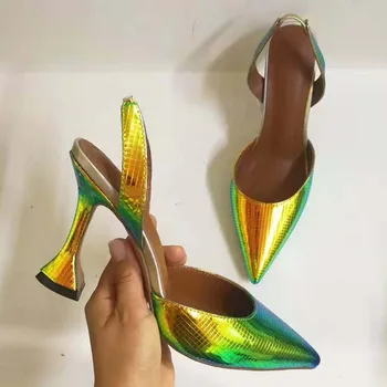 2019 Bling Bling Design Sandale Sandale Femeii a Subliniat Toe Ciudat Pantofi cu Toc Femeie Sexy Pantofi de Partid босоножки женские