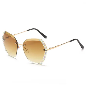 2021 Moda Ochelari fără ramă Gradient de culoare Roz Ochelari de Soare pentru Femei Vintage Retro ochelari de Soare Femei Barbati Street Bate Nuante Oculos