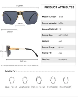 2021 Nouă bărbați de lux retro fara rama taie marginea de metal Pilot ochelari de soare moda femeie tendință de design de brand de ochelari de soare Oculos De Sol