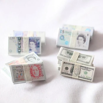 5 Pachete 1:12 Casă De Păpuși În Miniatură Bani Virtuali Mini Doll Casa Bancnote Pentru Păpuși Decalcomanii