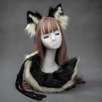 Anime Cosplay Lolita Urechi de Pisică Kawaii Accesorii Urechi de Iepuras Gotic Urechea și Coada Costum de Câini Vagabonzi Fox Ureche