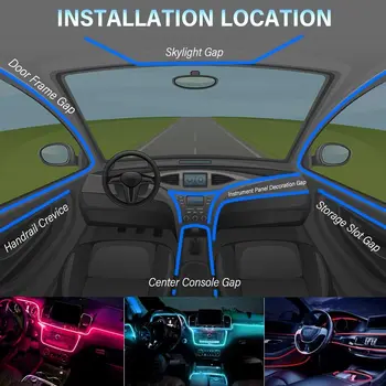 ANMINGPU Masina Neon LED Strip Lumini Atmosfera de Interior Lumina App Muzica Controla mai Multe Moduri RGB Auto Ambient Decorativ, Lampa