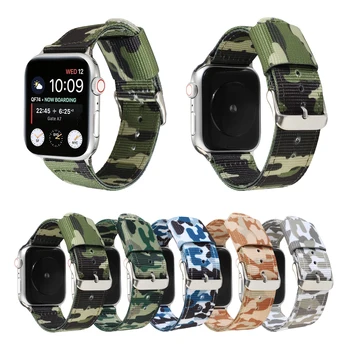 Armata Verde Curea Nailon Pentru Apple watch 2 3 4 5 6 SE 38mm 42mm Camuflaj trupa ceas Pentru iwatch Serie 40mm 44mm Sport Bratari