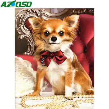 AZQSD 5d Diamant Pictura Câine Animal de Burghiu Plin Imagine De Rhinestoneds lucru Manual Decorațiuni interioare Ambarcațiuni Kit Cross Stitch