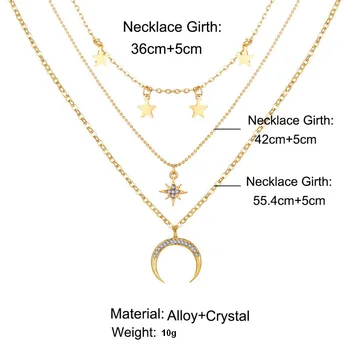 Boho Multi-element de Cristal Coliere de Perle Pentru Femei de Moda Colier de Aur de Epocă mai Multe Straturi Pandantiv Colier Bijuterii Cadou