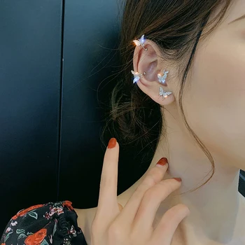 Coreeană Noua Moda Cercei Fluture Pentru Femei Stras Stil Punk Fată Drăguță Zircon Clip Cercei Bijuterii Kpop 2020 En-Gros