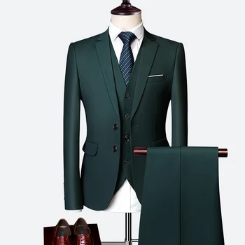 Costum masculin 2021 primăvara și toamna high-end personalizate de afaceri sacouri trei piese / Slim de mari dimensiuni. multi-color de tip boutique, costum