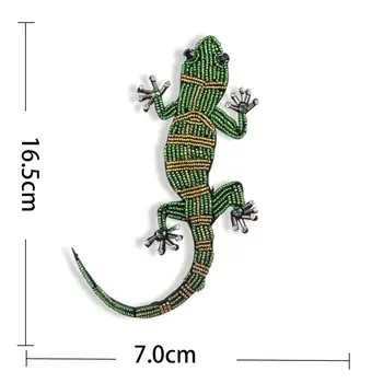 Desene animate Green Gecko broderie pânză Autocolante Animale Fier Pe Patch-uri Pentru Haine DIY Decor Pânză Rochie Accesorii Genti