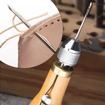 DIY Mâner de Lemn Cerat Fir din Piele de Cusut DIY Punch Sulă de Cusut Ace de Cusut Ambarcațiuni Panza de Mână, Instrumentul de Reparare
