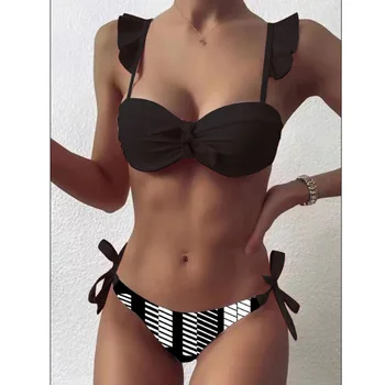 Dungi Lace Zburli Push-Up pentru Femei Brazilieni de costume de Baie Femei Costume de baie Sutien Cupa Bikini set Mare Tăiat Costum de Baie F72
