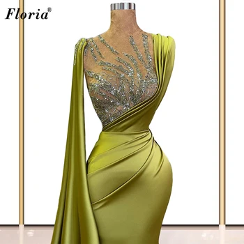 Elegant Verde Rochii de Banchet Lunga, Sirena, Rochii de Seara Pentru Femei 2021 Margele Musulmane mare Petrecere Rochii Couture вечерние платья