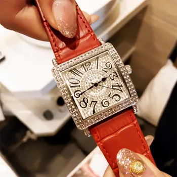 Femei Ceas De Lux Rafinat Diamant, Cuarț Moda Doamnelor Brățară Din Piele Ceasuri De Mana Saat Relogio Feminino Reloj Mujer