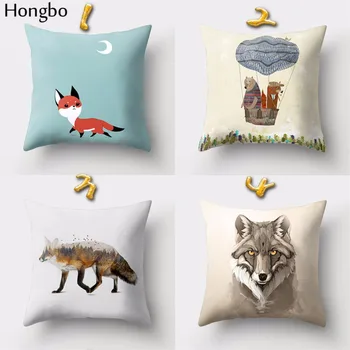Hongbo 1 Buc Desene Animate Vulpea Floare De Imprimare Pătrat Pernă Pernă Caz Acoperă