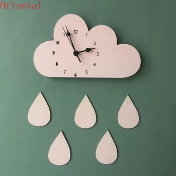 INS Nordic Drăguț Nor forma de ploaie Ceas de Perete Monocrom pentru Copii, camera pentru copii decor Figurine recuzită Fotografie