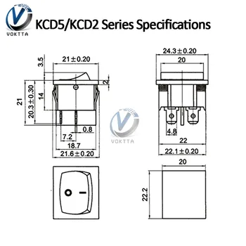 KCD5 basculantă 4/6pini ON-OFF/ON-OFF-ON 2/3 Poziția 6A 250V 21*24MM Barca de Putere Comutator Buton cu LED