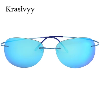 Krasivyy Titan Pur Polarizat ochelari de Soare Barbati de Calitate Superioară Ultralight Femei fără ramă de Conducere Pilot Ochelari de Soare Oculos de sol