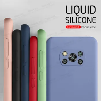 Lichid colorat Caz Silicon Pentru Xiaomi Poco X3 NFC Pe Xomi Pocox3 Pro Poko Poxo Pocophone X 3 3X Telefon rezistent la Socuri Acoperirea Coque