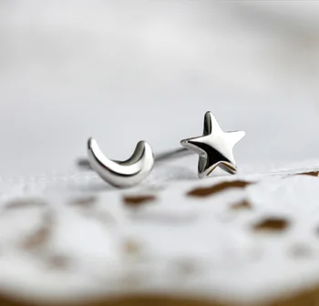 MEYRROYU Argint 925 Mici Proaspete Luna Stele Cercei Drăguț Fată de Moda Temperament Frumos Partid de Bijuterii Cercei