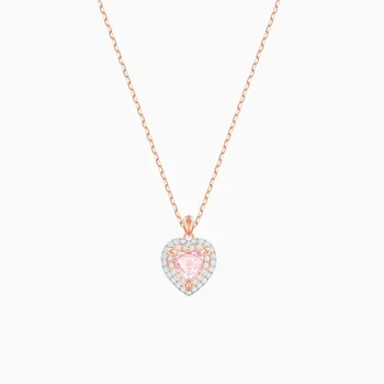 Moda bijuterii de înaltă calitate SWA delicate de culoare roz in forma de inima de cristal Pandantiv pentru femei Colier cadou romantic