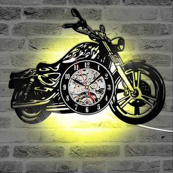 Motocicleta Rider disc de Vinil Ceasuri Motocicleta Forma CONDUS Ceas de Perete Camera de zi de Decorare Motocicleta Fanii Cadou Reloj De Pared