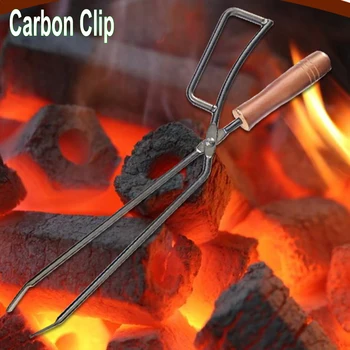 Noi GRĂTAR Lemne de foc Clește cu Mâner din Lemn Metal Rezistent la Căldură Gratar Semineu Clește Cuptor de Gătit Tong ustensile de Bucătărie Instrument