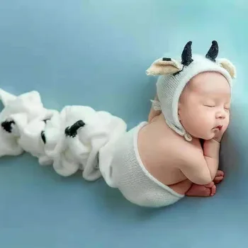 Nou-născut de vacă folie de recuzită fotografie,copilul handmade fuzzy folie pentru nou-născut trage