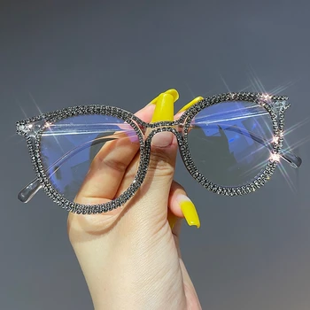 Ochelari baza de prescriptie medicala ochelari de Soare pentru Femei Lumina Albastră Ochelari de Lux Stras ochi de Pisica Ochelari de Nuante Pentru Femei gafas de sol