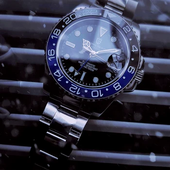 PAGANI DESIGN de Brand Safir de Sticlă 40MM Ceramice GMT Ceasuri Mecanice rezistent la apa 100m Clasic de Moda de Lux Ceas Automatic
