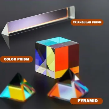 Prism pentru Fotografie Șase Fețe Curcubeu Lumina Fizica Combina Cub de Sticlă separatoare de fascicule Prismă Optică Fizică Refractate Experiment