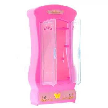 Roz Dulap Dulap De Depozitare Pentru Haine De Acasă Pentru Barbie Papusa Jucării Fete Printesa De Mobilier De Dormitor