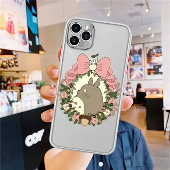 Totoro Spirited Away Telefon Caz Pentru iphone 12 11 Pro Max Mini XS 8 7 Plus X SE 2020 XR Mat Transparent Lumină Capac alb