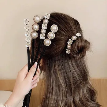 Vintage Shell Pearl Hairpin Coc Coafura Par Stick De Păr Perla Bun Filtru De Femei Elegante, Elastice De Păr Floare De Păr Filtru De Instrumente