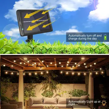 În aer liber, Solar Led Lanț Bec 8M 25 LED-uri Impermeabil 4 modul Alb Cald 2700K Pentru Nunta Balcon Casă de Crăciun Decor Gradina